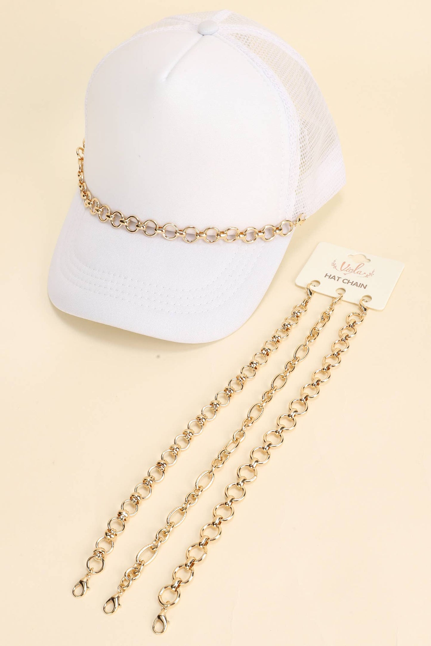 3pc Gold Rolo Trucker Hat Chain