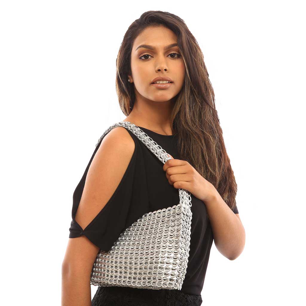 The Original Pop Top Bag, Socorro Silver Med Shoulder Bag
