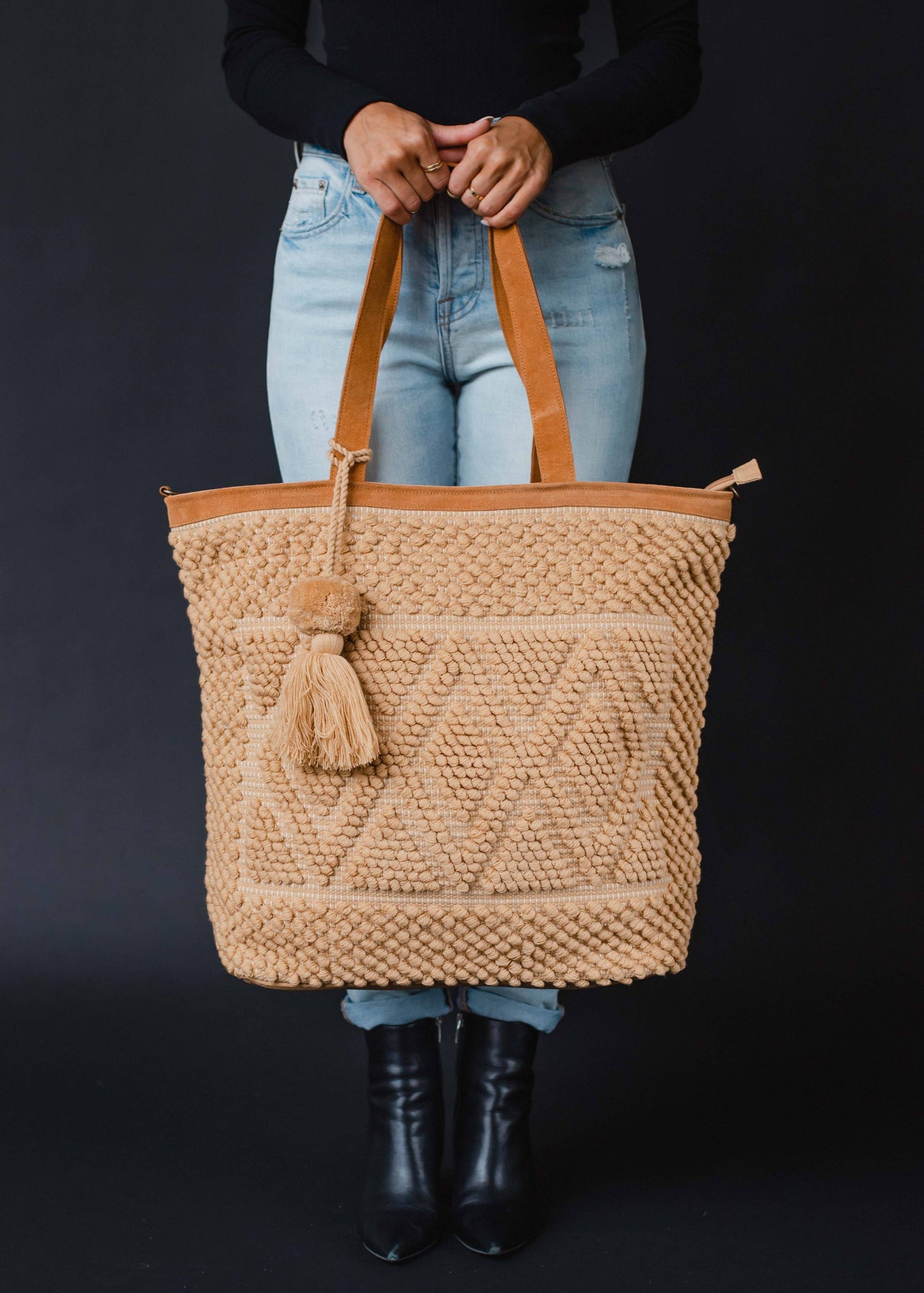 Camel Diamond Pattern Tote