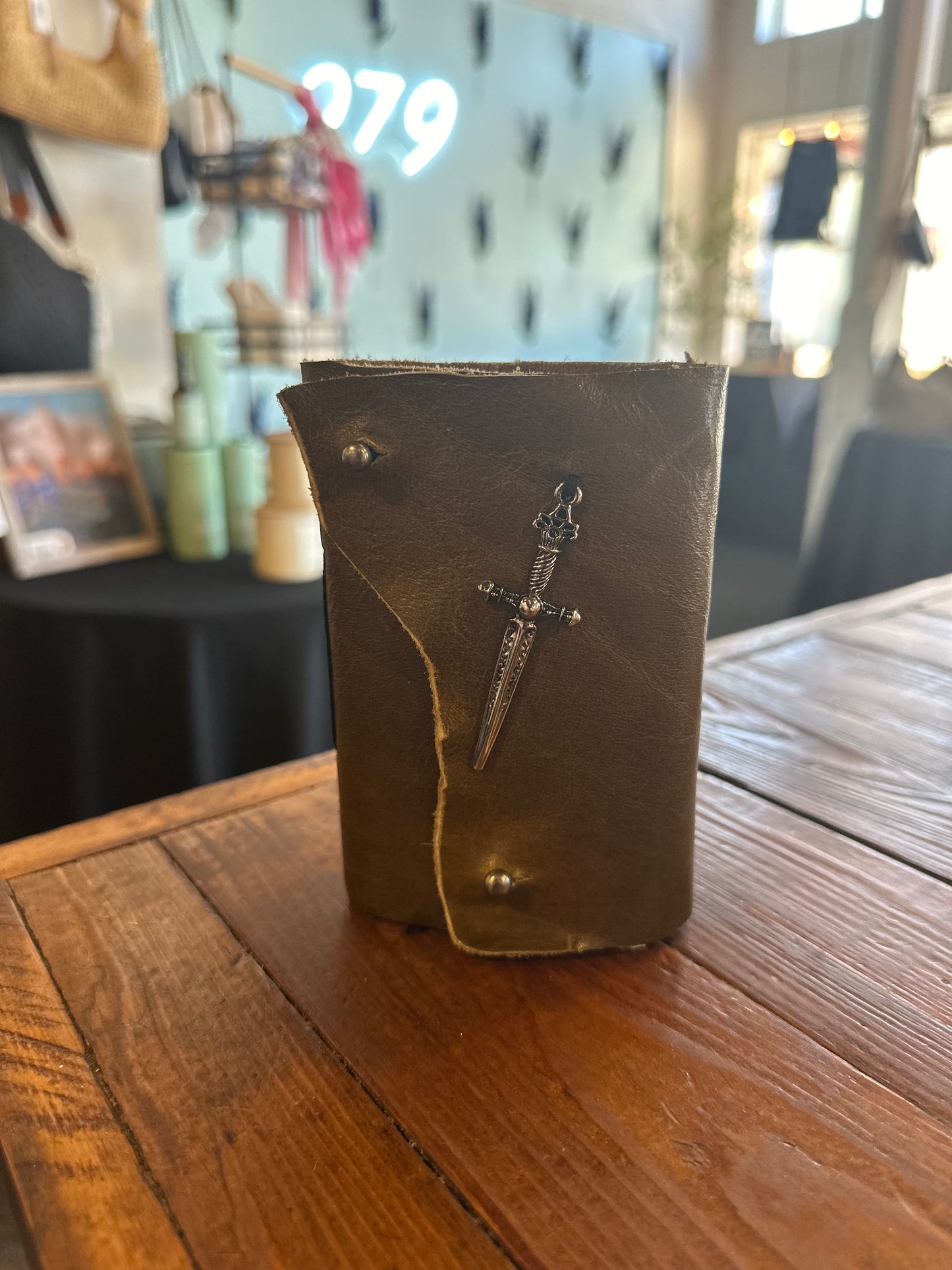 Small Handmade Leather Book - Sword