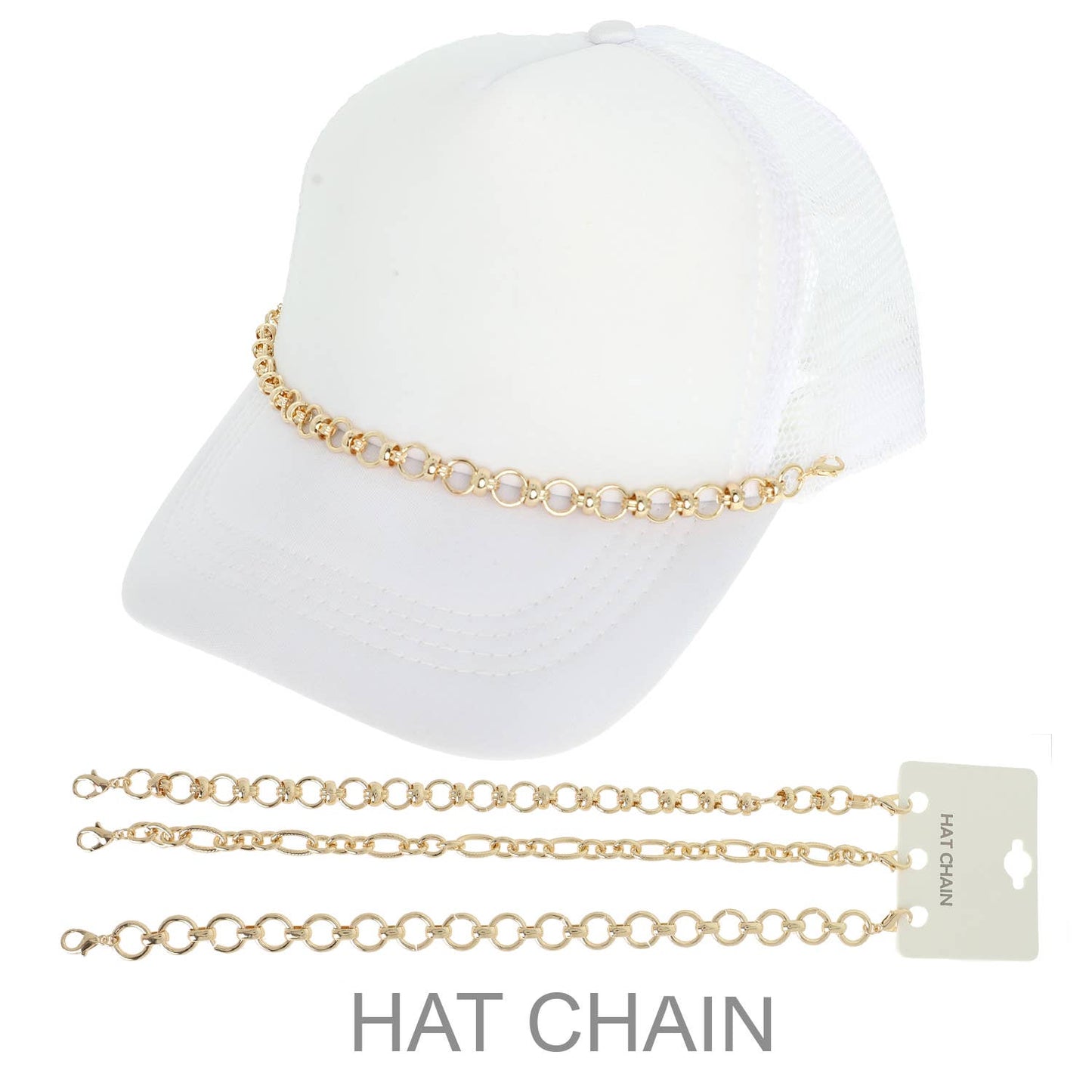 3pc Gold Rolo Trucker Hat Chain