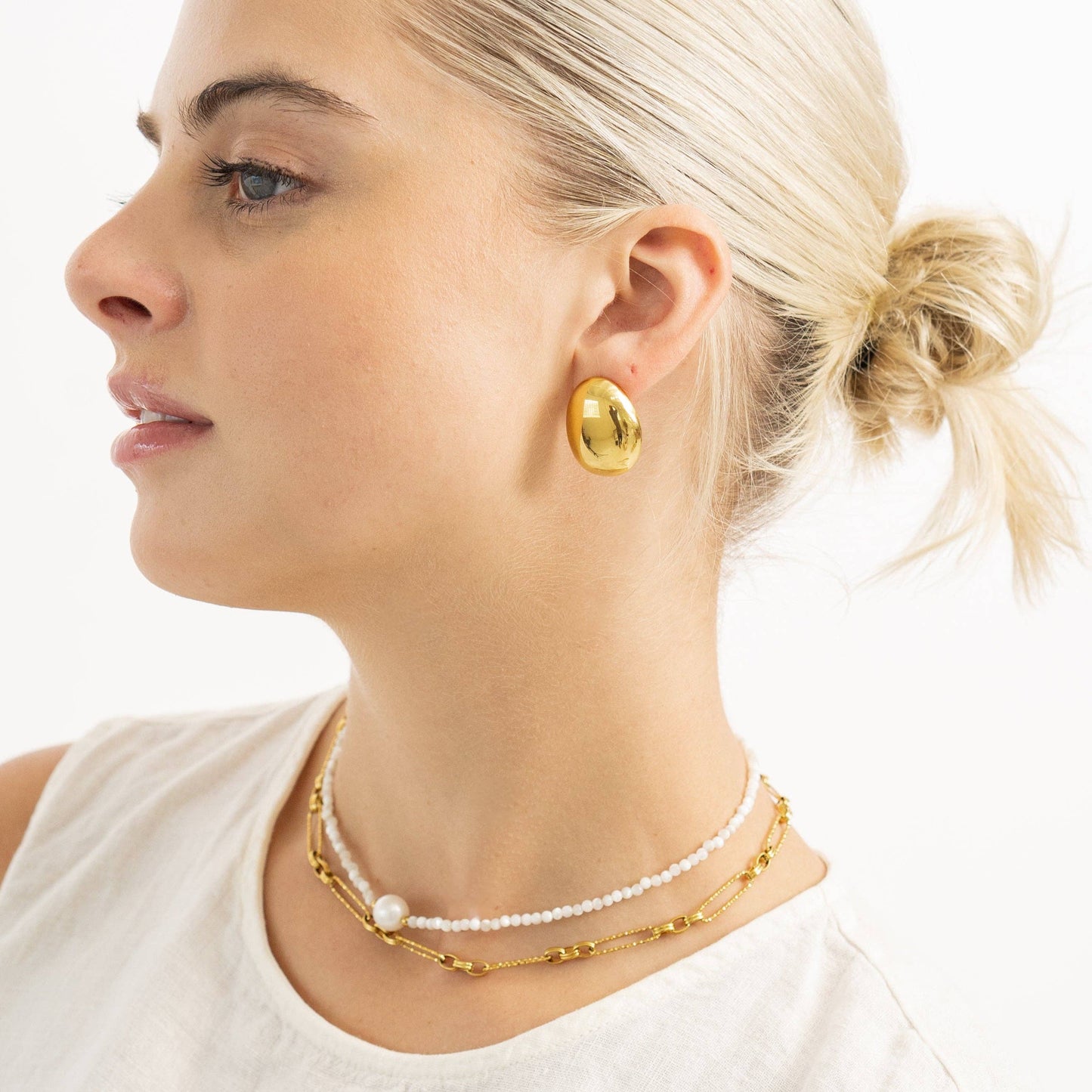 Waterproof Gold Filled Dome Earrings