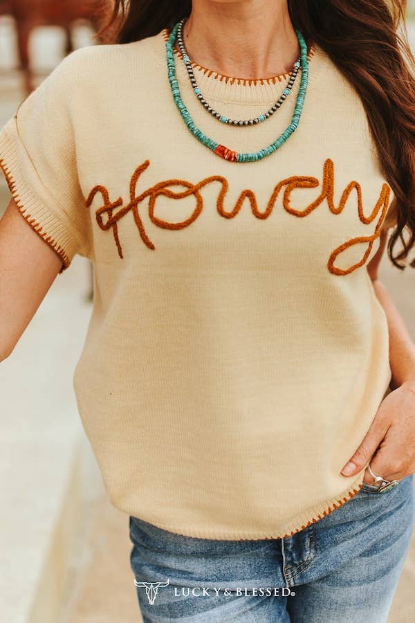 Beige Howdy Women Sleeveless Sweater