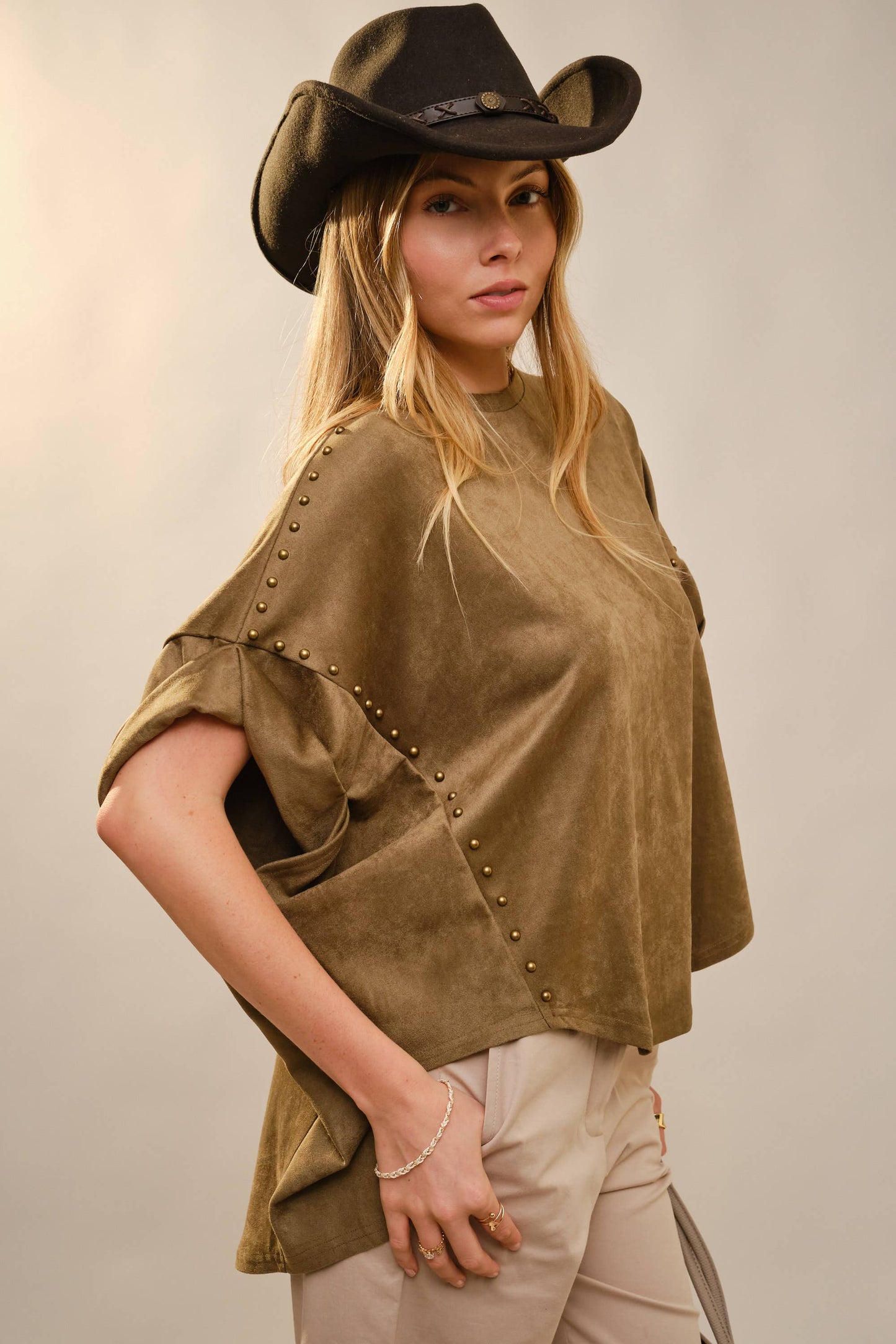 Studded High Low Oversized Tee