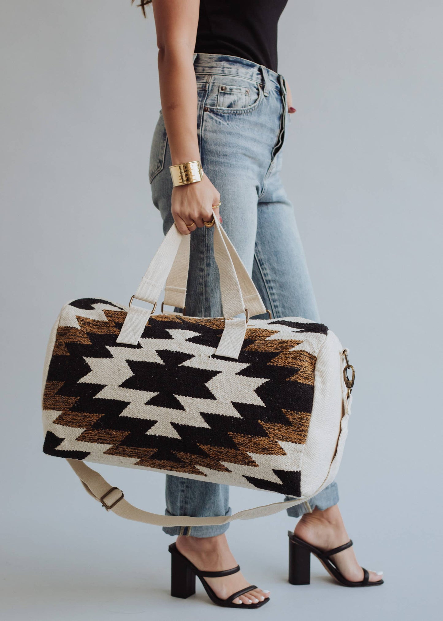 Black, White & Brown Aztec Duffel