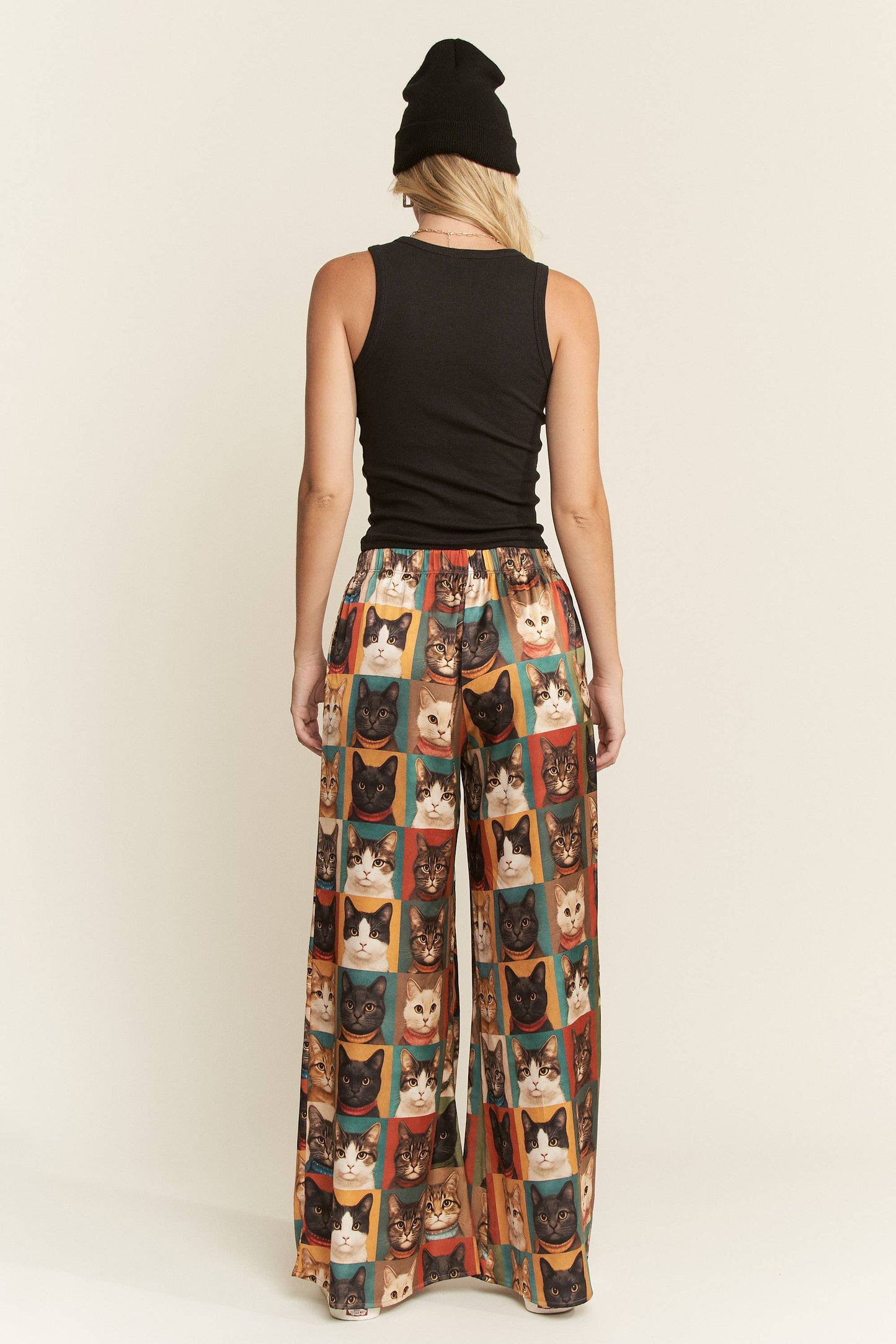 CAT PORTRAIT WIDE LEG PANTS