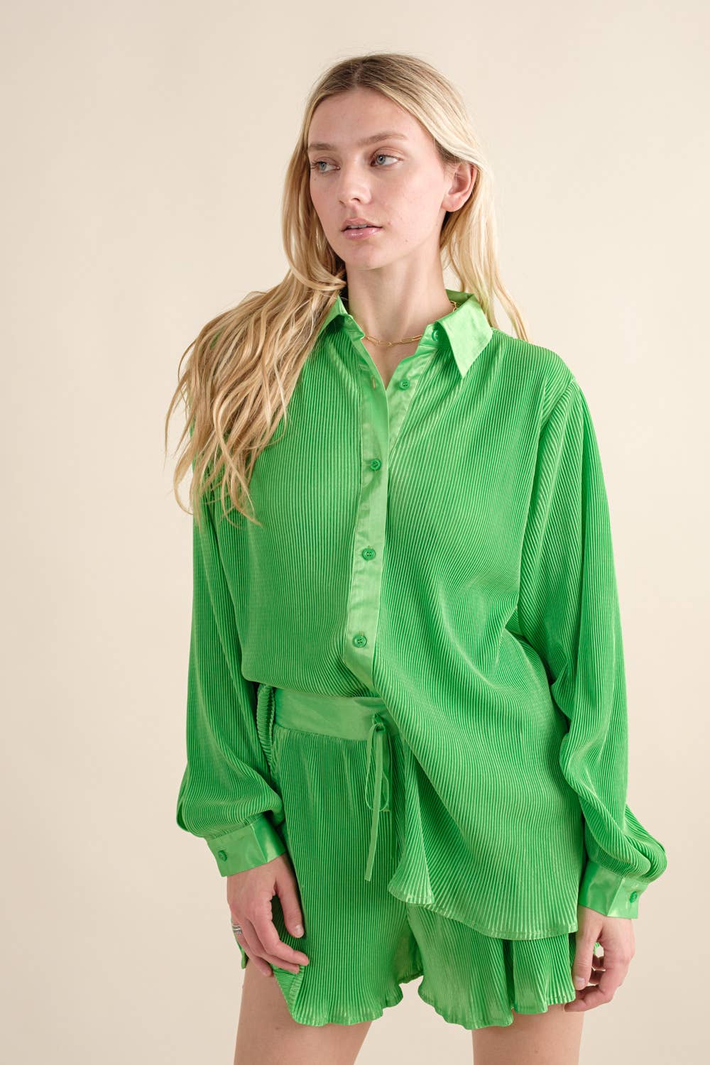Accordian Blouse Short Lounge Set