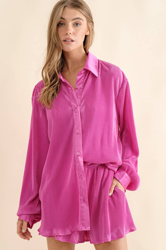 Accordian Blouse Short Lounge Set