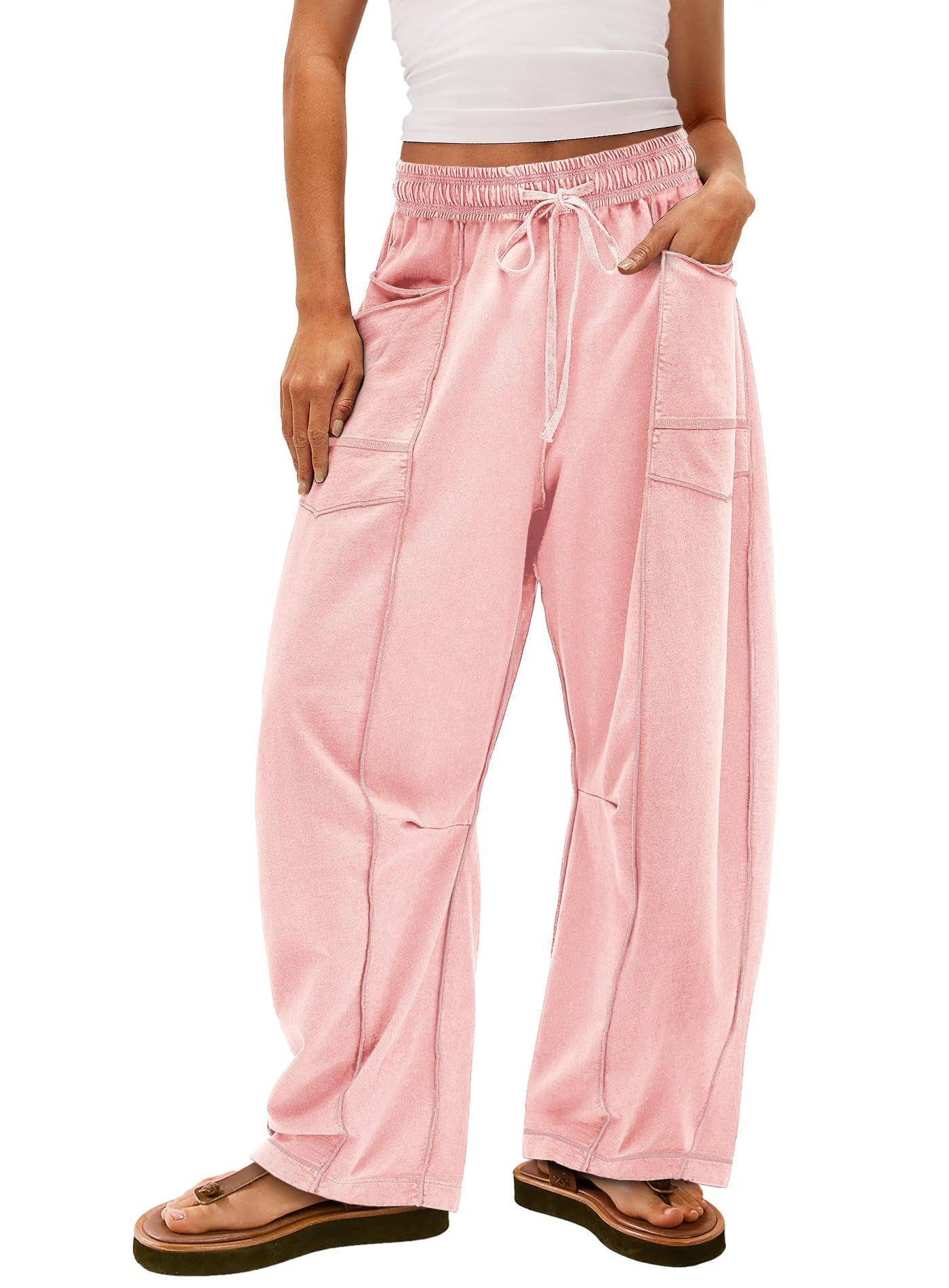 Casual stretched-waist drawstring sweatpants