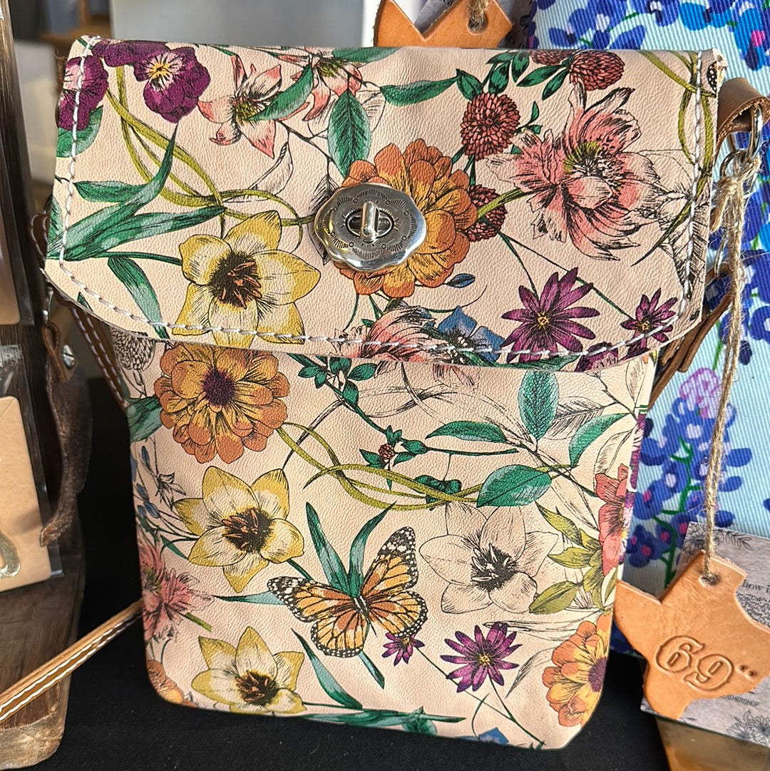 Flower denim tote