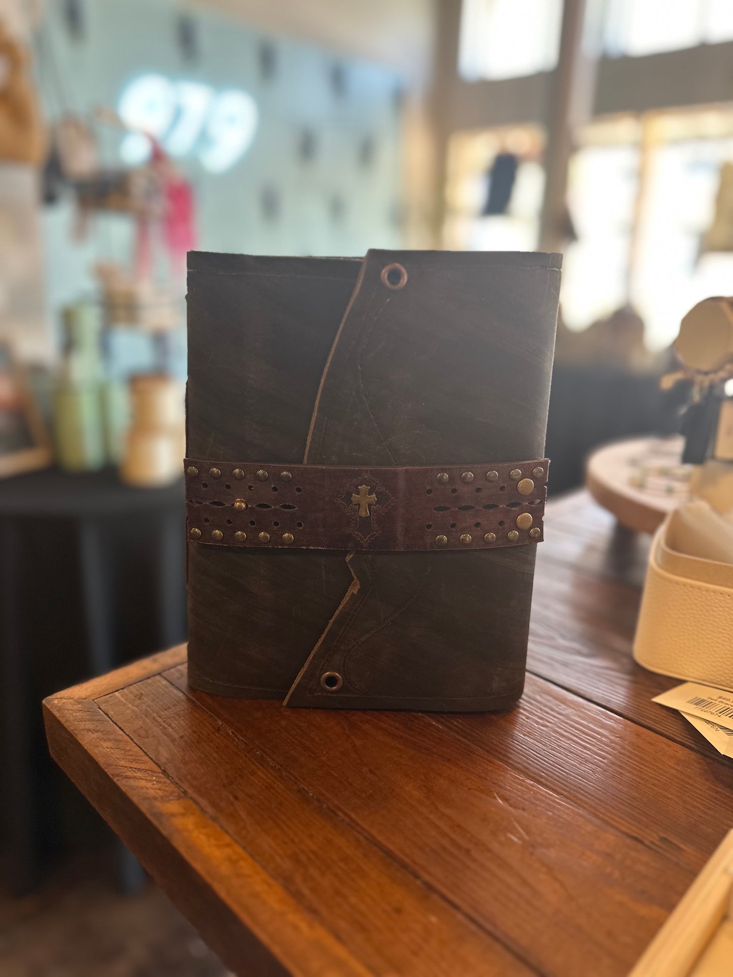 Handmade Leather Book- Cross Belt