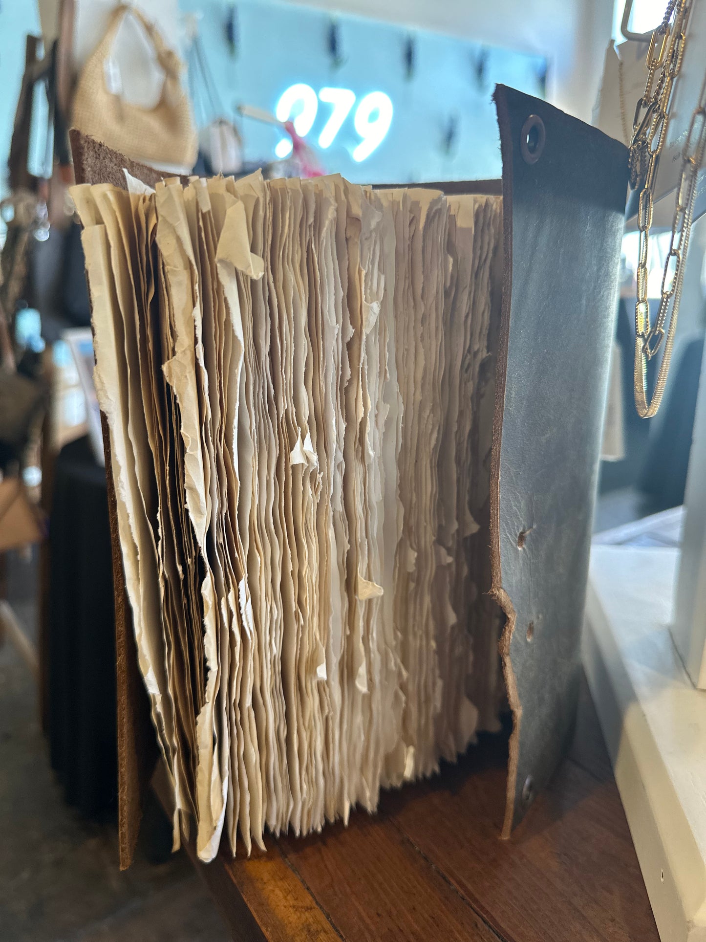 Large Handmade Leather Book - Strings