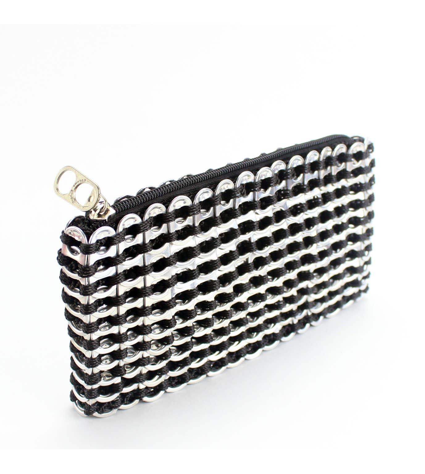 Soda Tab Purse, 'CHICA ROSA' Zip Top Clutch BLACK