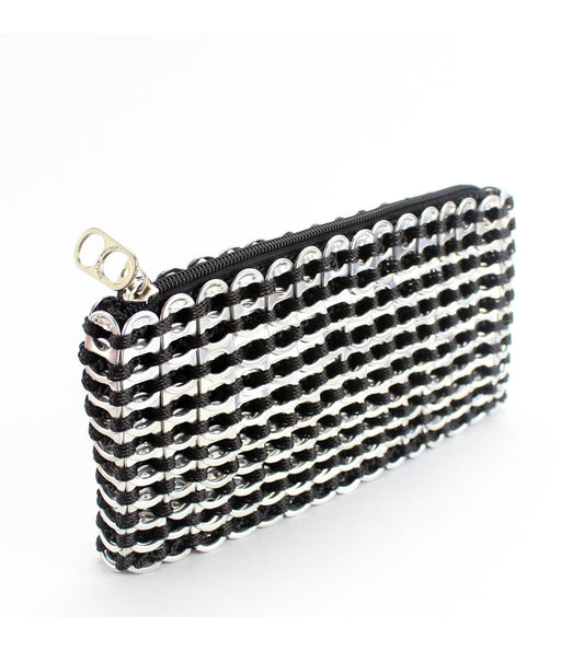 Soda Tab Purse, 'CHICA ROSA' Zip Top Clutch BLACK