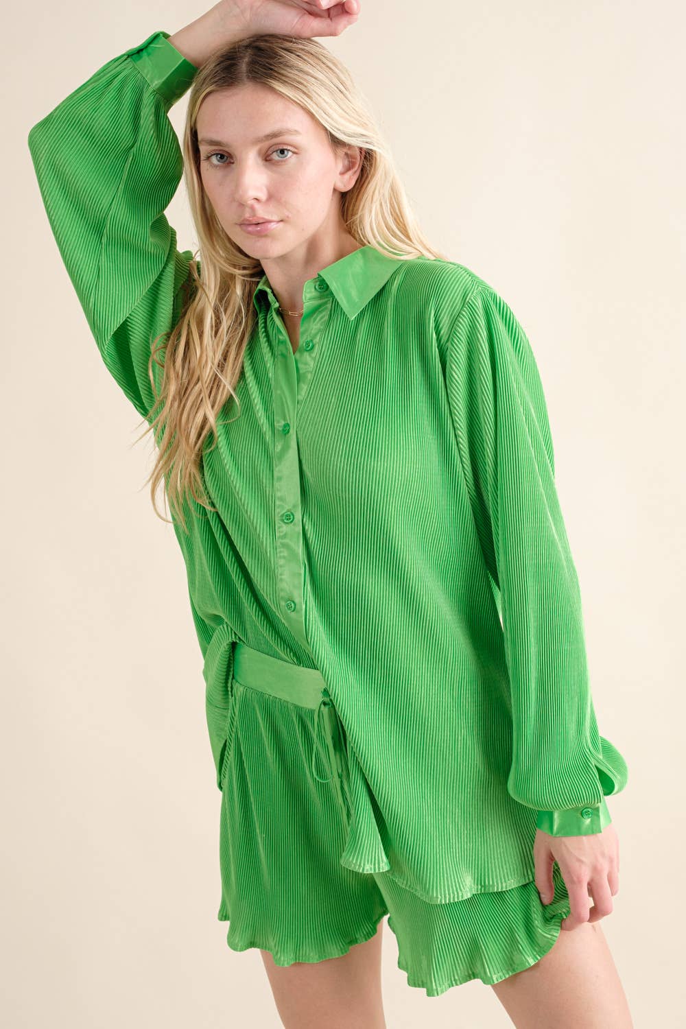 Accordian Blouse Short Lounge Set