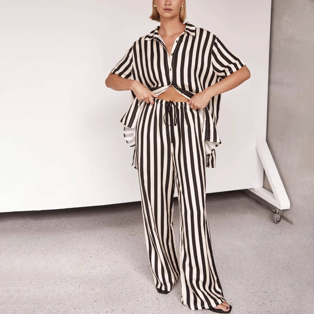Striped color matching two-piece set