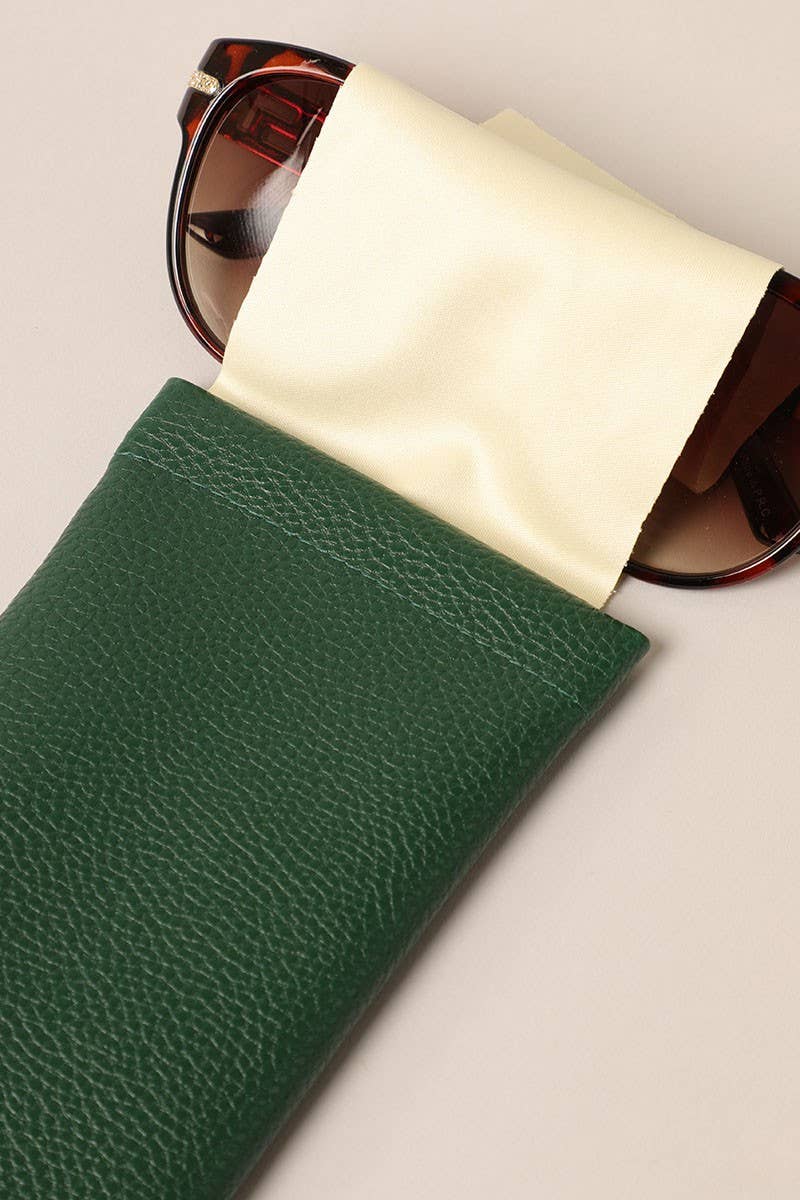 Leather Texture Glasses Pouch w/ Cleaning Cloth