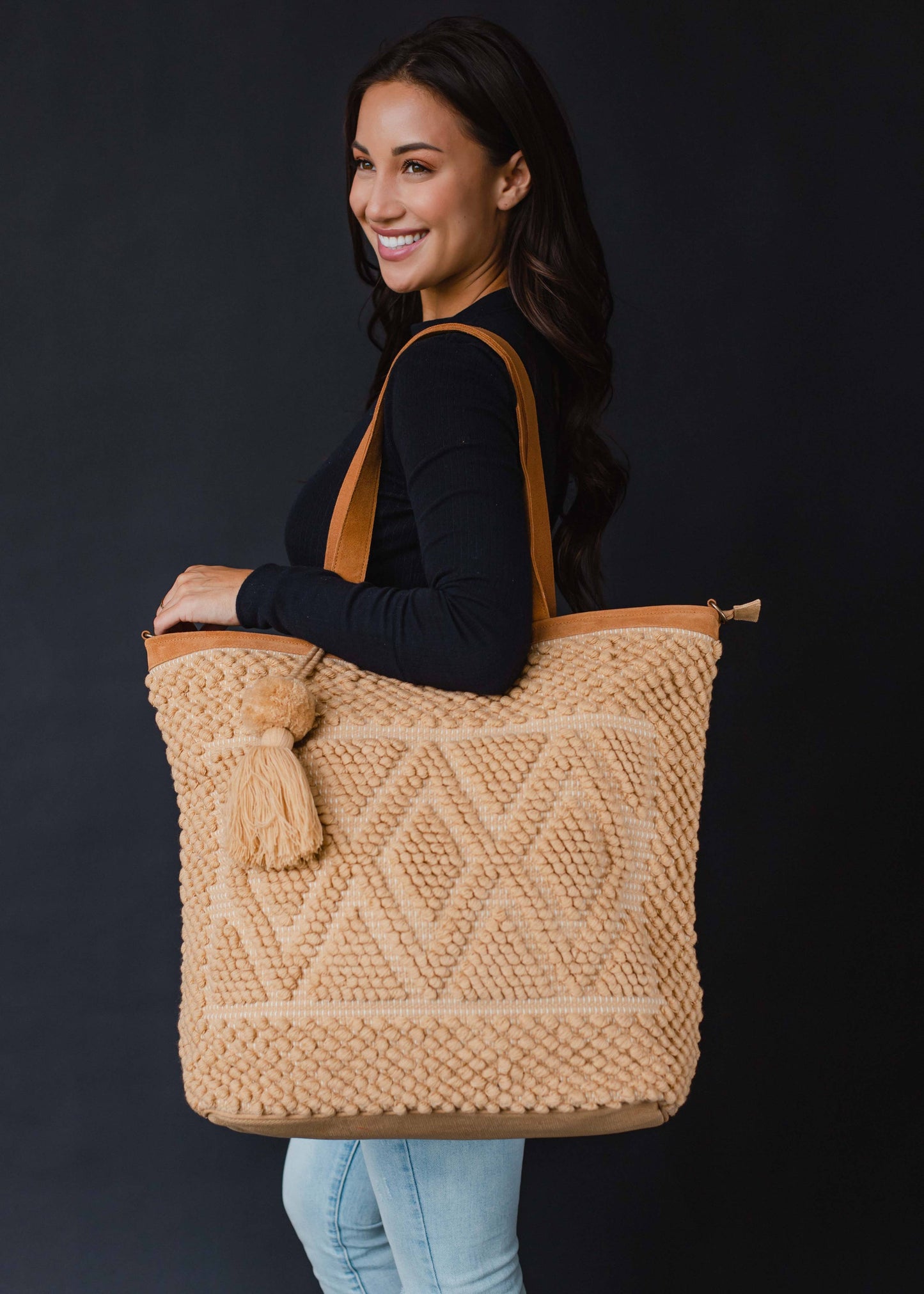 Camel Diamond Pattern Tote