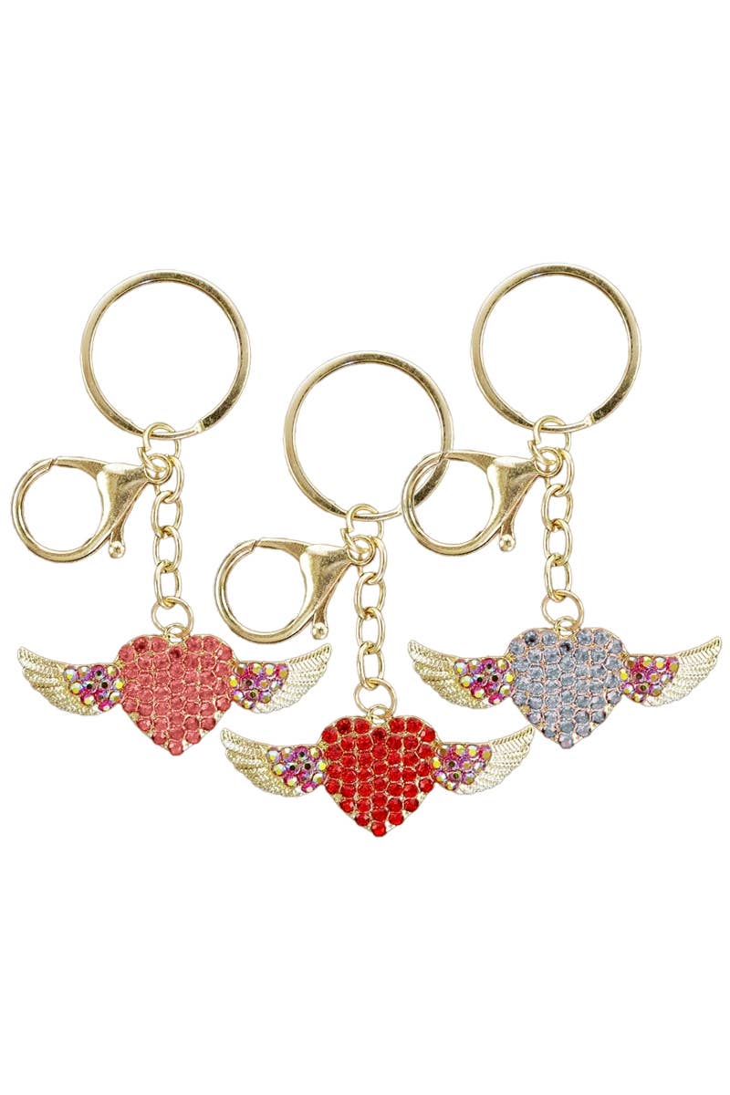 Winged Heart Bling Key Chain