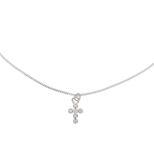 Silver Shiny Cross Necklace