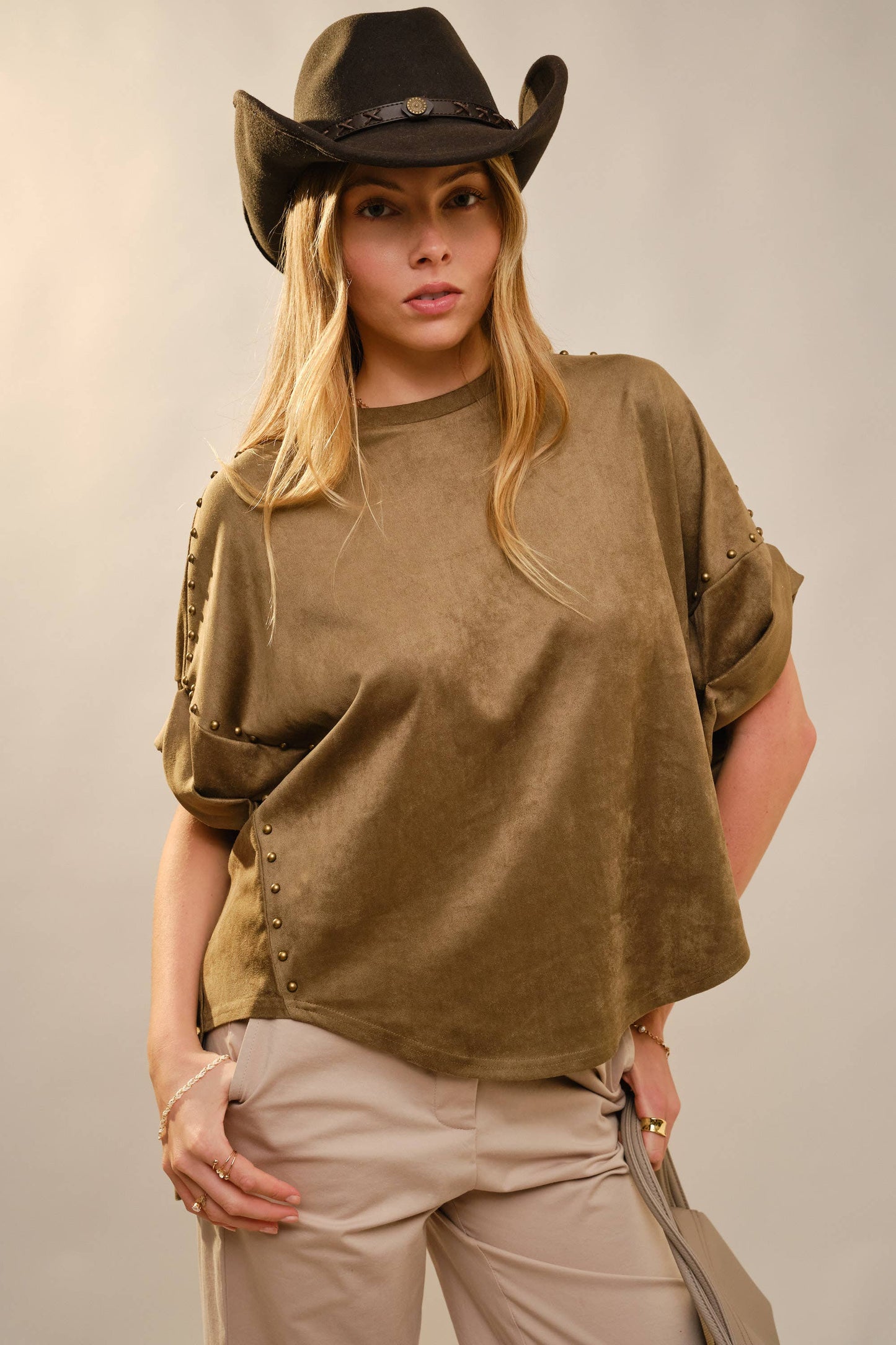 Studded High Low Oversized Tee