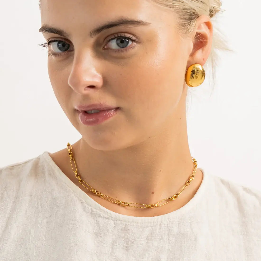 Waterproof Gold Filled Dome Earrings