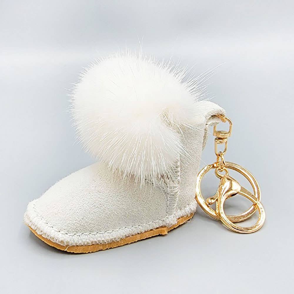 Faux Fur Pom Pom Boot Keychain