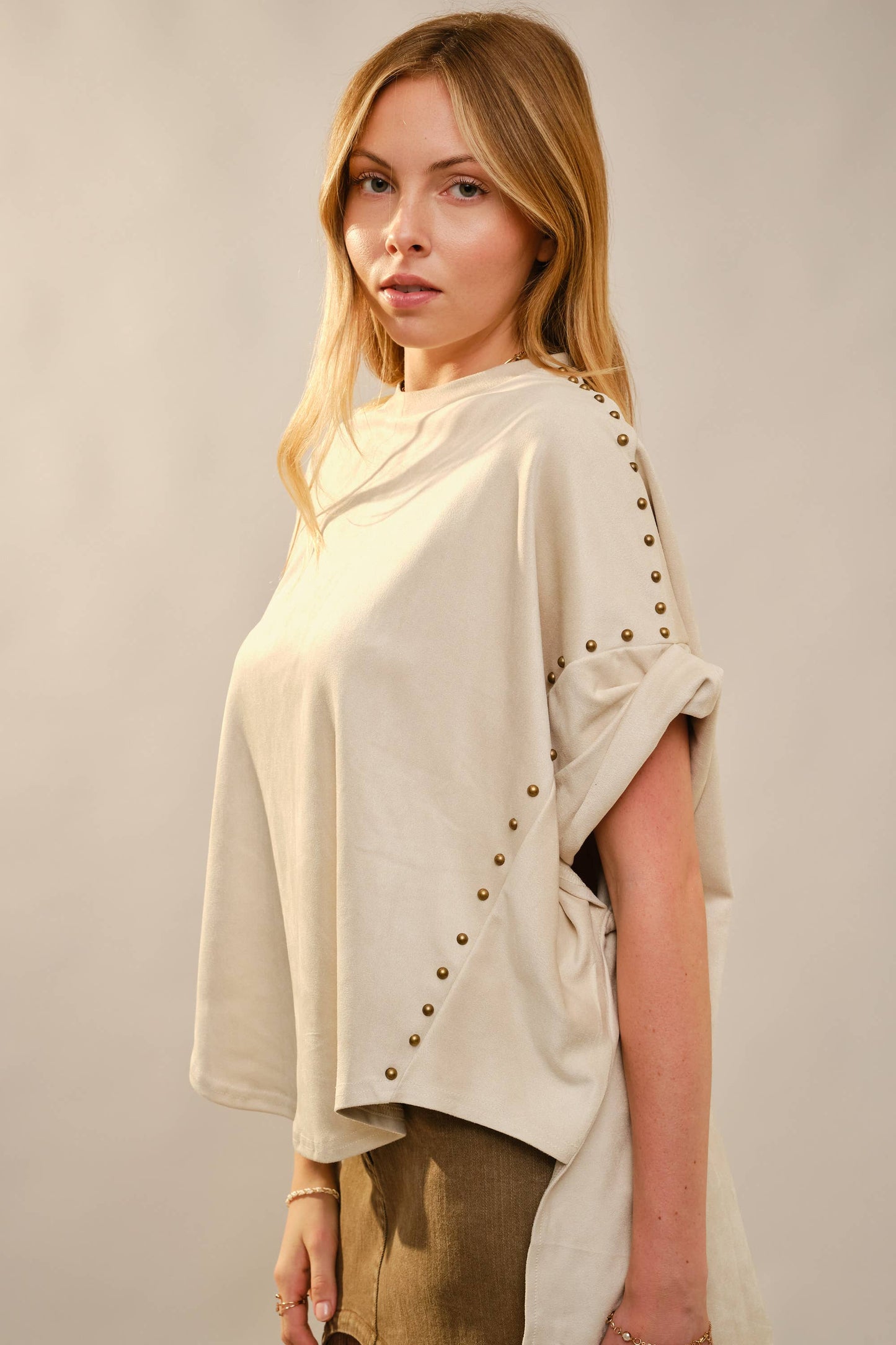 Studded High Low Oversized Tee