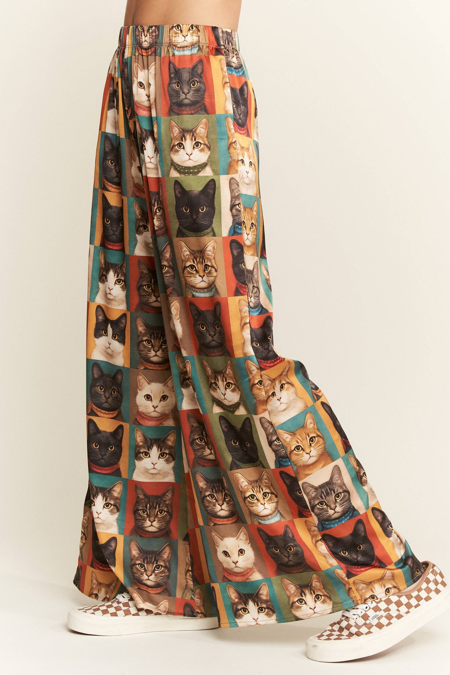 CAT PORTRAIT WIDE LEG PANTS