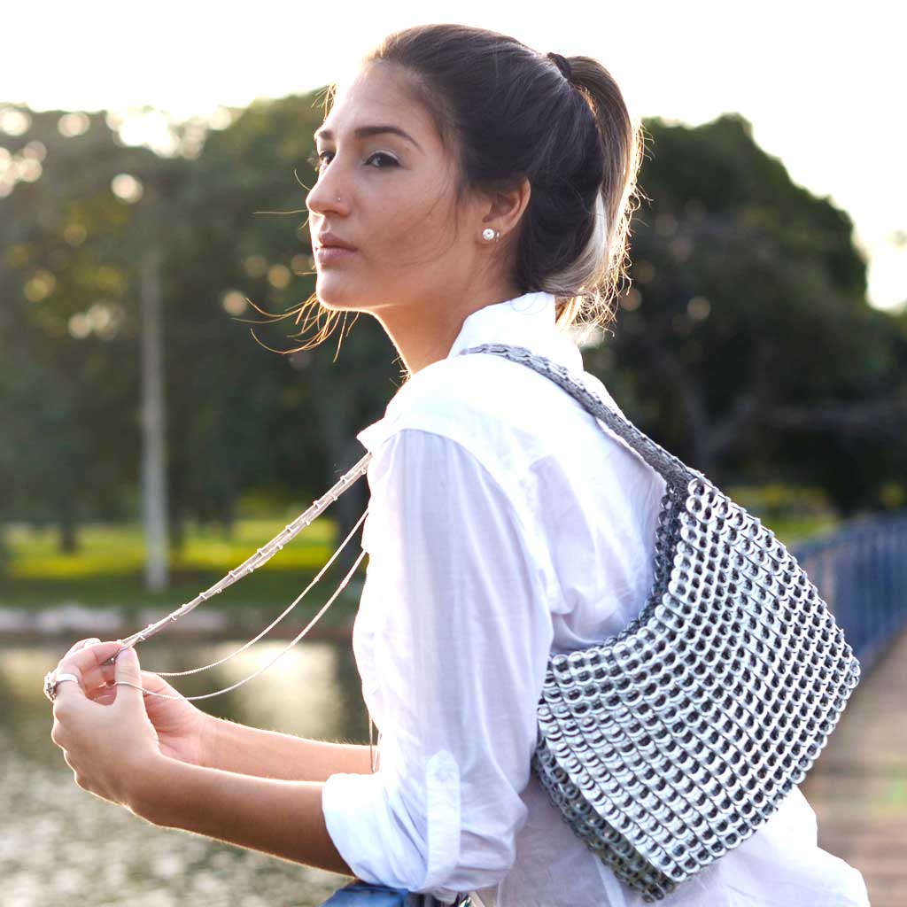 The Original Pop Top Bag, Socorro Silver Med Shoulder Bag