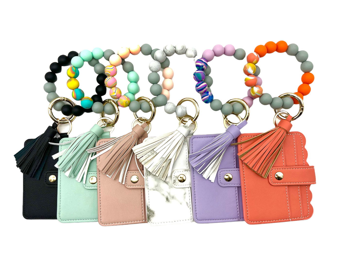 Wristlet Silicone Bead Tassel Keychains