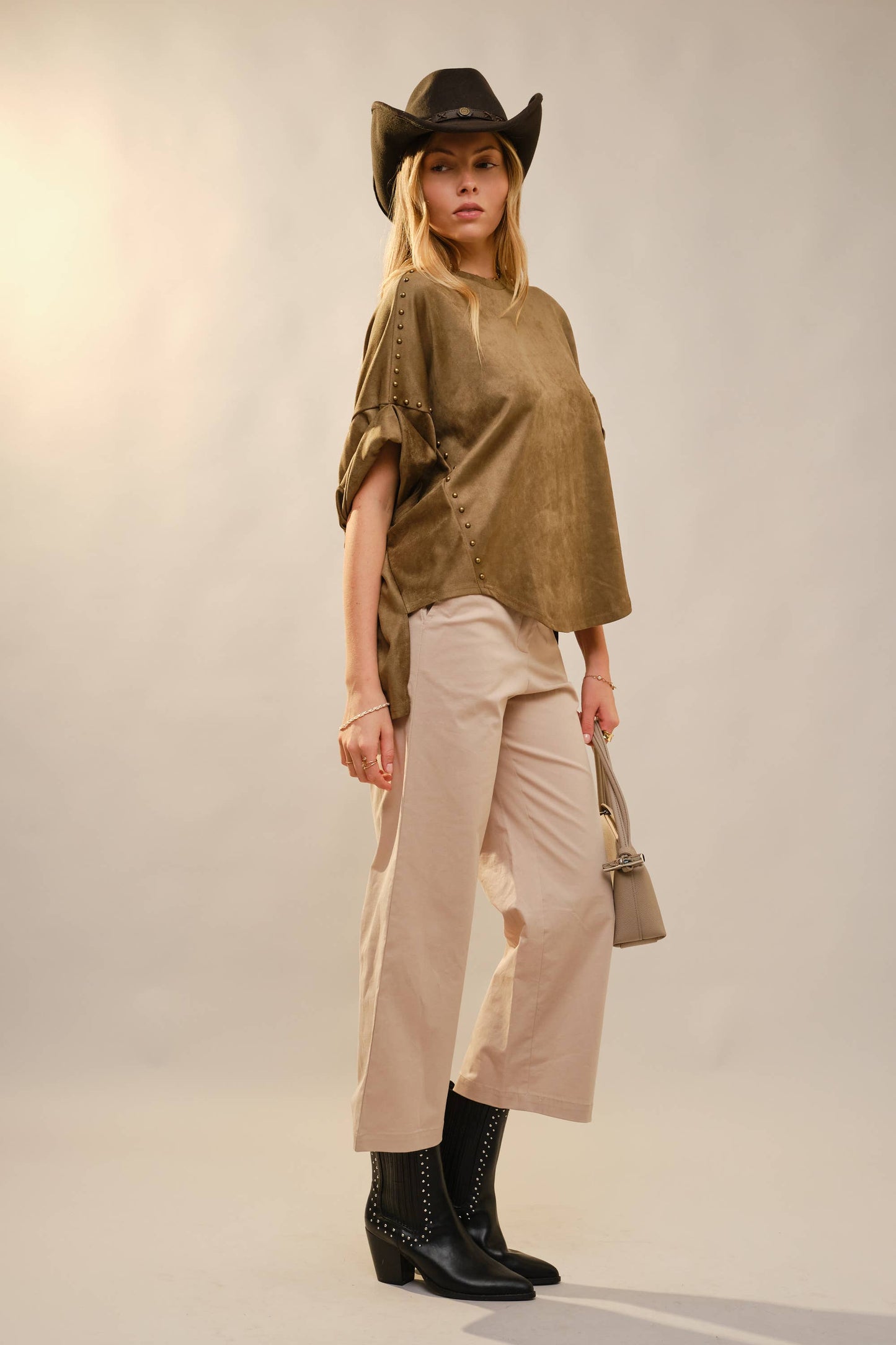 Studded High Low Oversized Tee