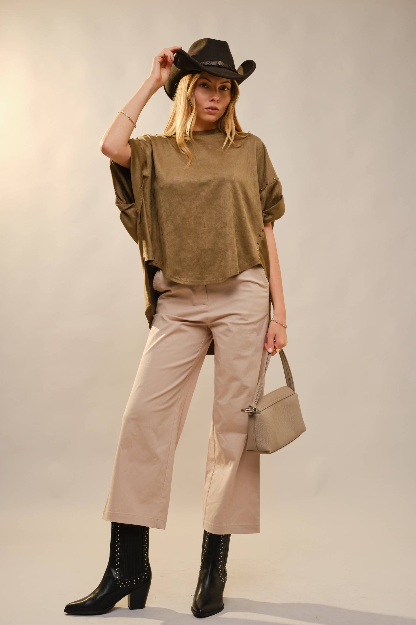 Studded High Low Oversized Tee