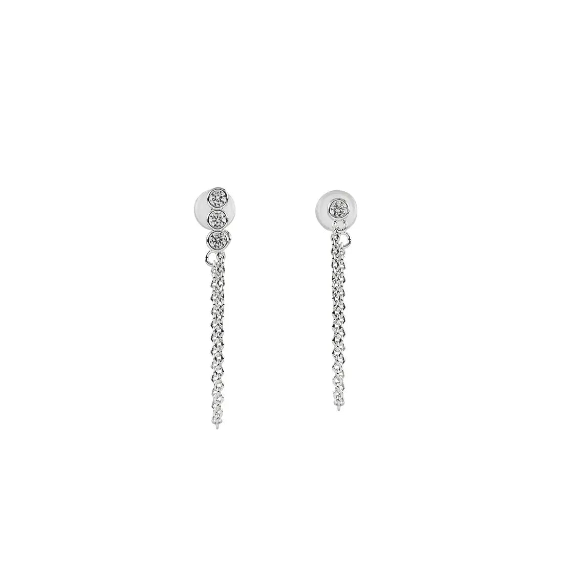 Demi-Fine Silver Crystal Chain Earring Set