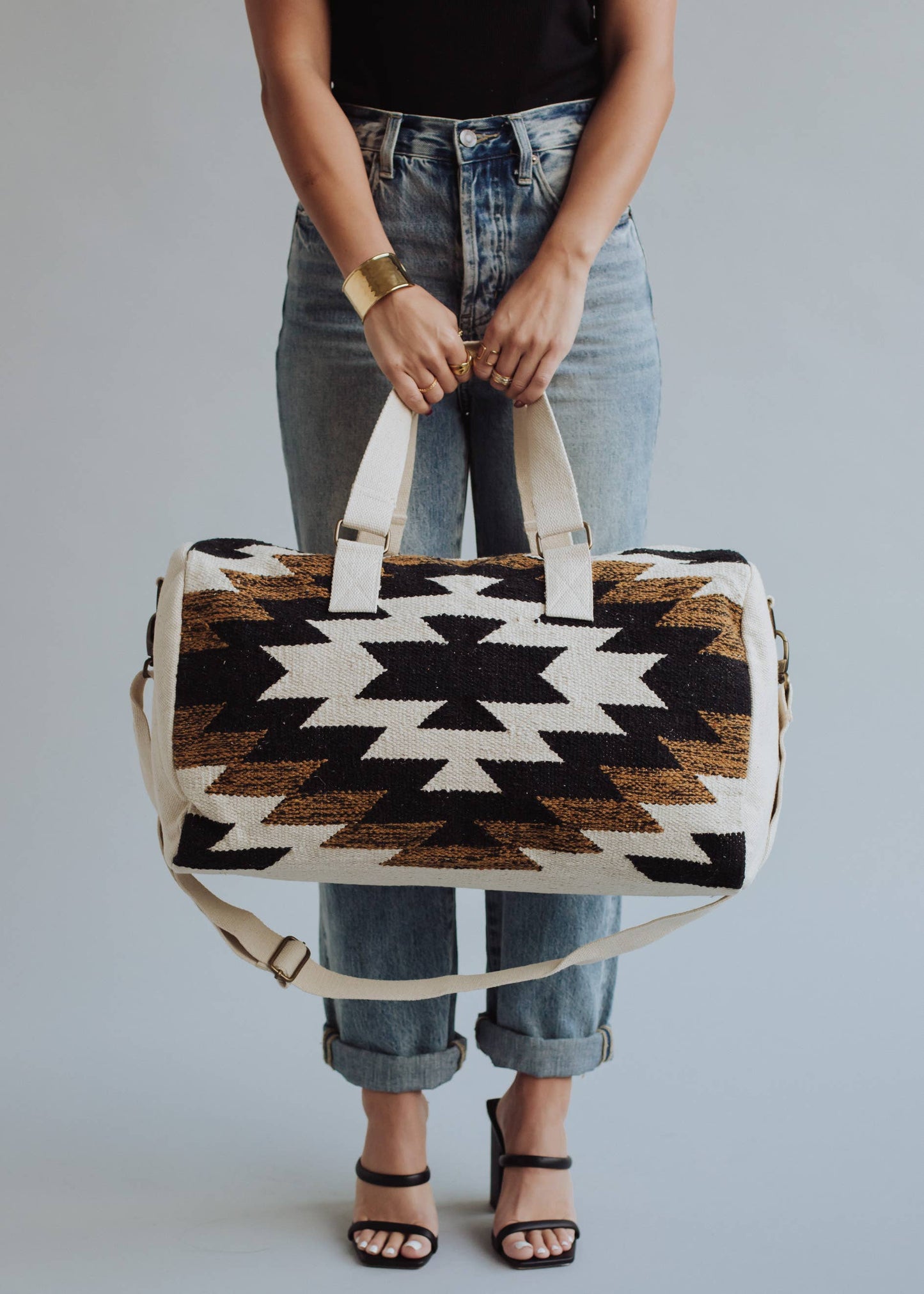 Black, White & Brown Aztec Duffel