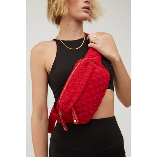 Red Teo Quilted Fanny Pack